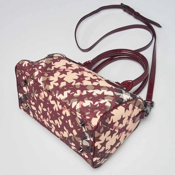 Burberry Beige/Red Supernova Star Check Coated Canvas and Leather Crossbody Bag - Picture 10 of 12